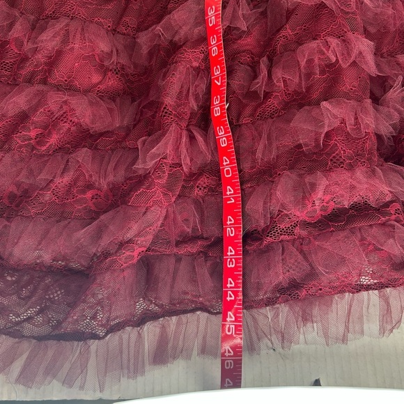 Eloquii Burgundy Wine Lace Peter Pan Collar Ruffle Midi Dress SZ 28 Romantic NEW - Picture 13 of 14